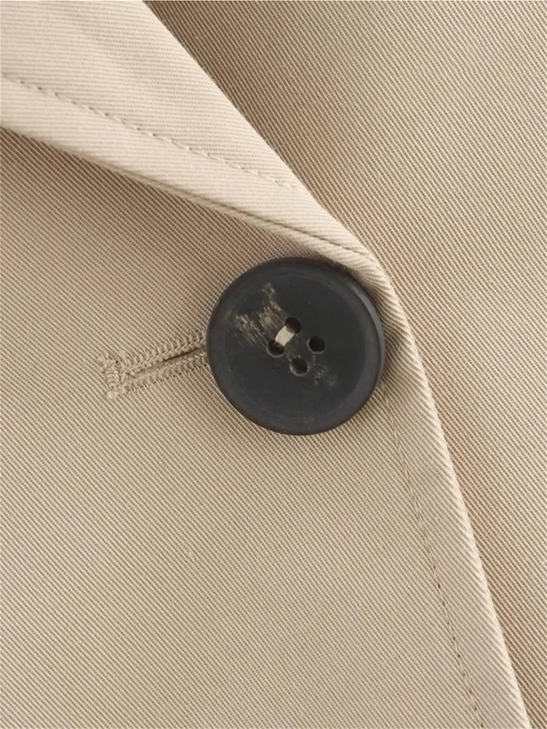 Women Short Trench Coat Double Breasted Retro Lapel Long Sleeved Solid Versatile