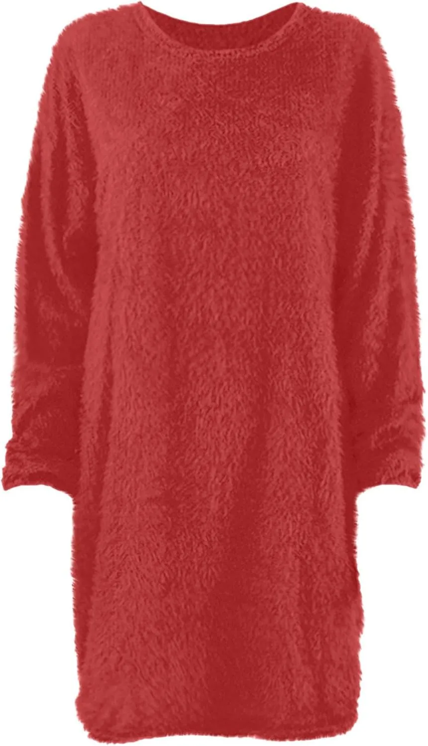 Women Sweater Dress Fuzzy Slouchy Oversized Long Sweaters Casual Loose Long Sleeve Crewneck Tunic Sweatshirt Dress