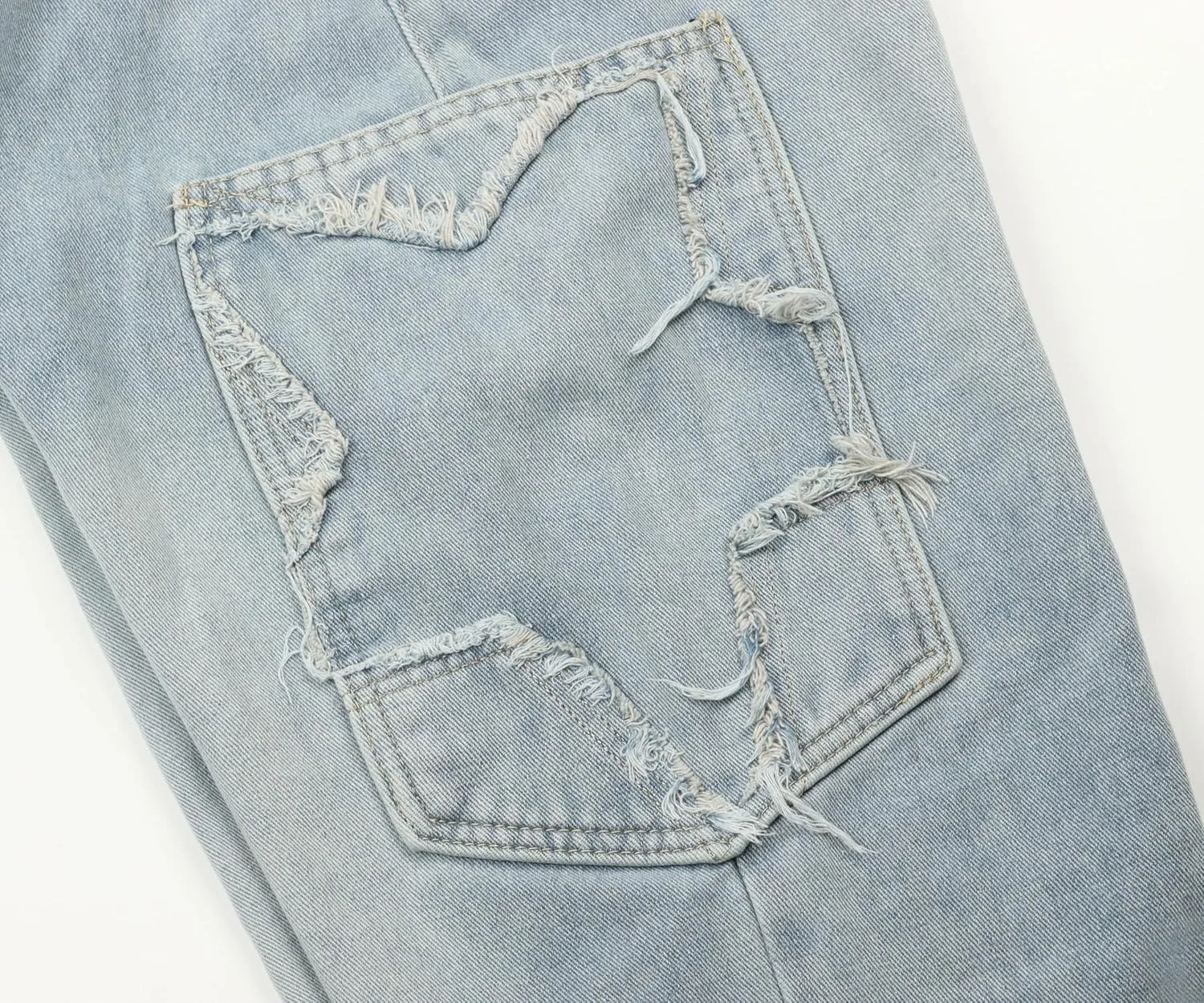 Womens Baggy Y2k Jeans Star Patch Denim Pants Big Pocket Cargo Jeans Vintage High Waist Jeans