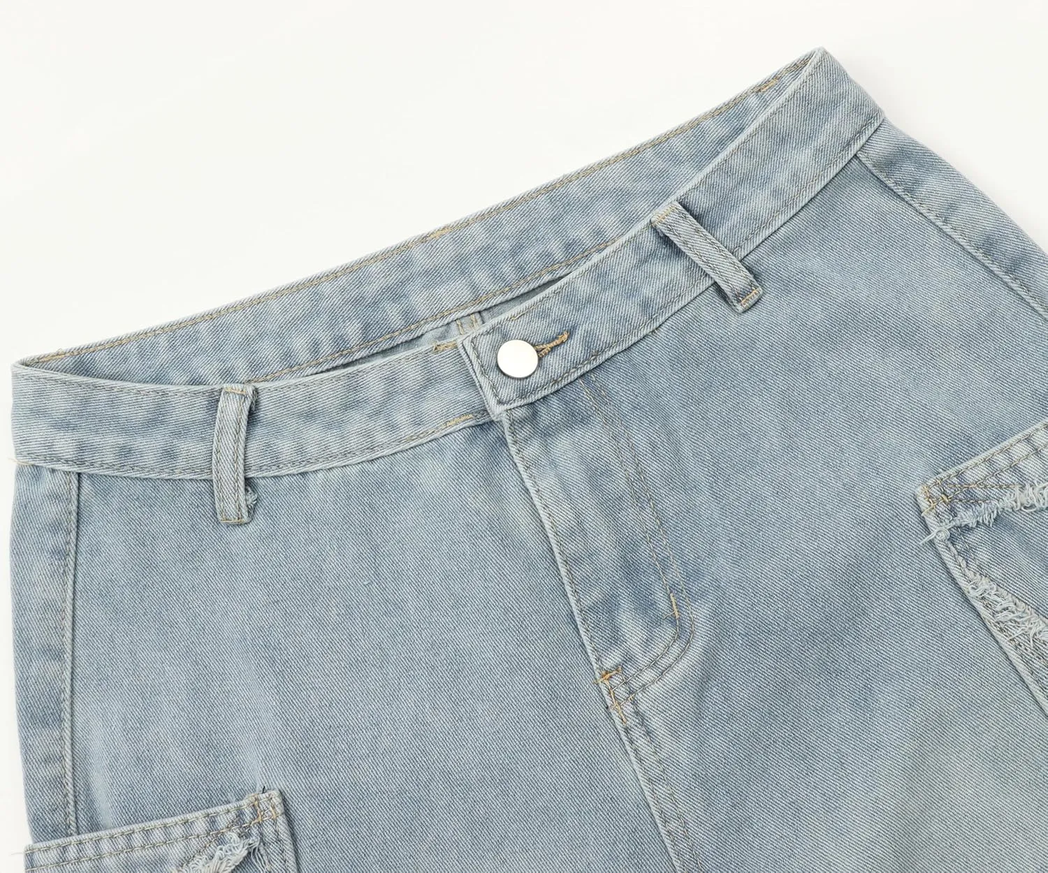 Womens Baggy Y2k Jeans Star Patch Denim Pants Big Pocket Cargo Jeans Vintage High Waist Jeans