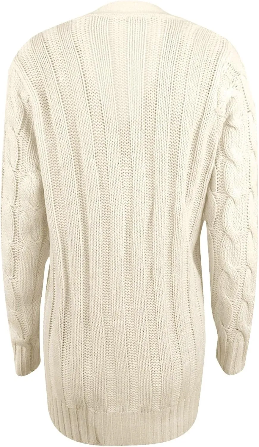 Womens Cable Knit Cotton Cardigan Sweaters Button V Neck Open Front Midi Sweater Jacket Winter Chunky Sweater Coat
