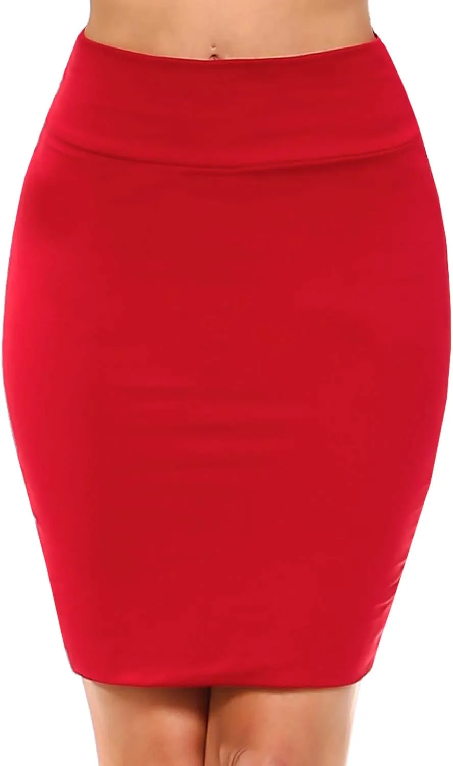 Women's Casual Stretchy Bodycon Pencil Mid-Mini Skirt