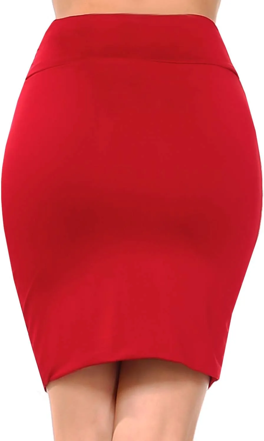 Women's Casual Stretchy Bodycon Pencil Mid-Mini Skirt