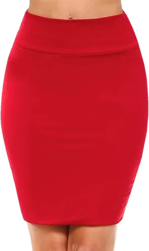 Women's Casual Stretchy Bodycon Pencil Mid-Mini Skirt