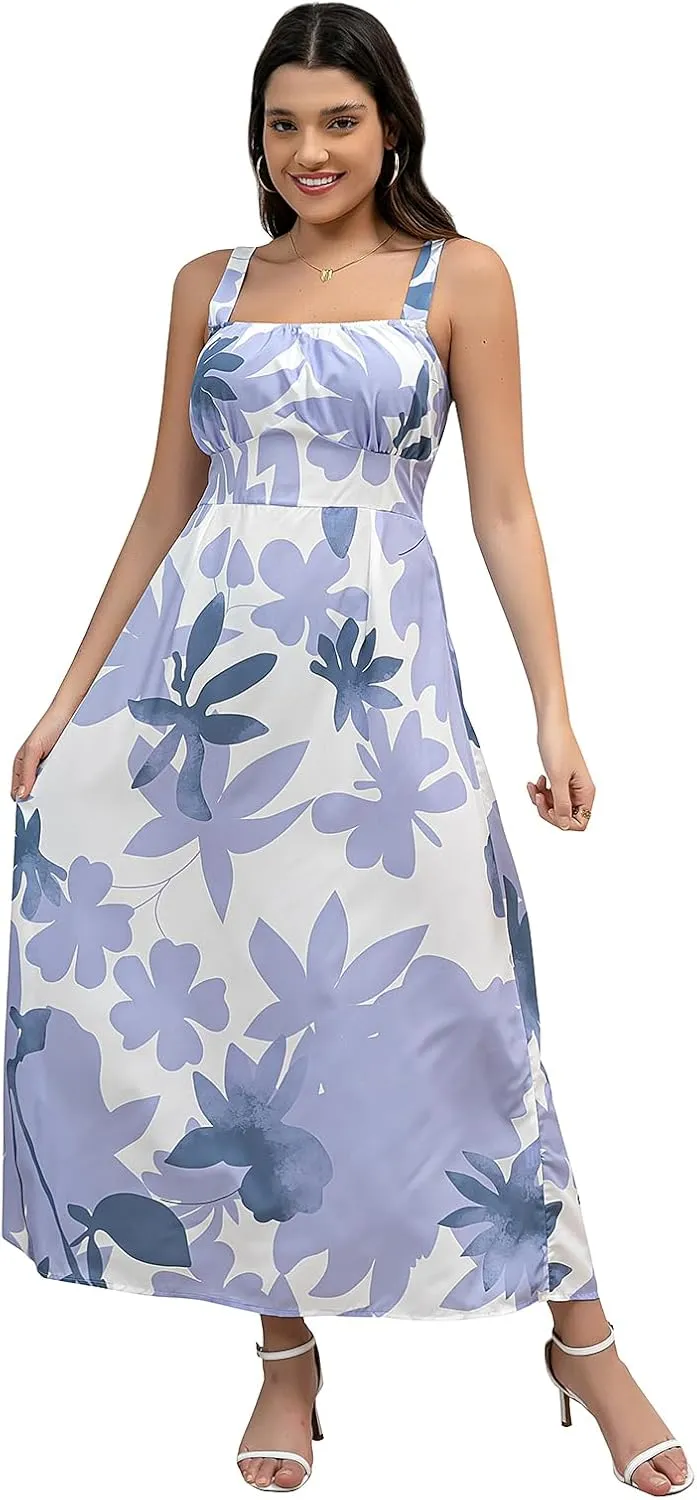 Women's Floral Corset Dress Summer Boho Dress Spaghetti Straps A line Backless Dress Casual Sundresses