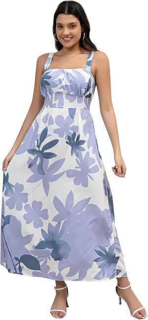 Women's Floral Corset Dress Summer Boho Dress Spaghetti Straps A line Backless Dress Casual Sundresses
