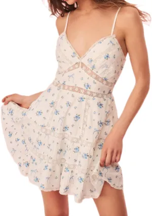 Women's Floral Mini Dress Y2k Lace Slip Flowy Dresses V Neck Patchwork Short Dress