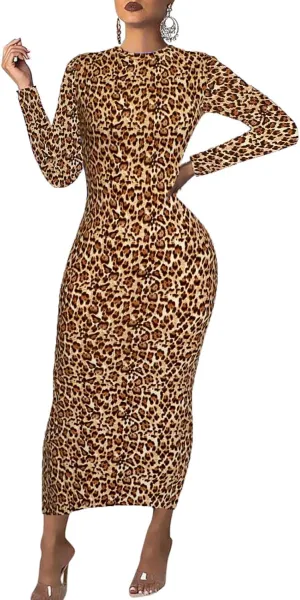 Women's Long Sleeve Bodycon Dress - Maxi Casual Fall Club Party Long Tight Pencil Dresses