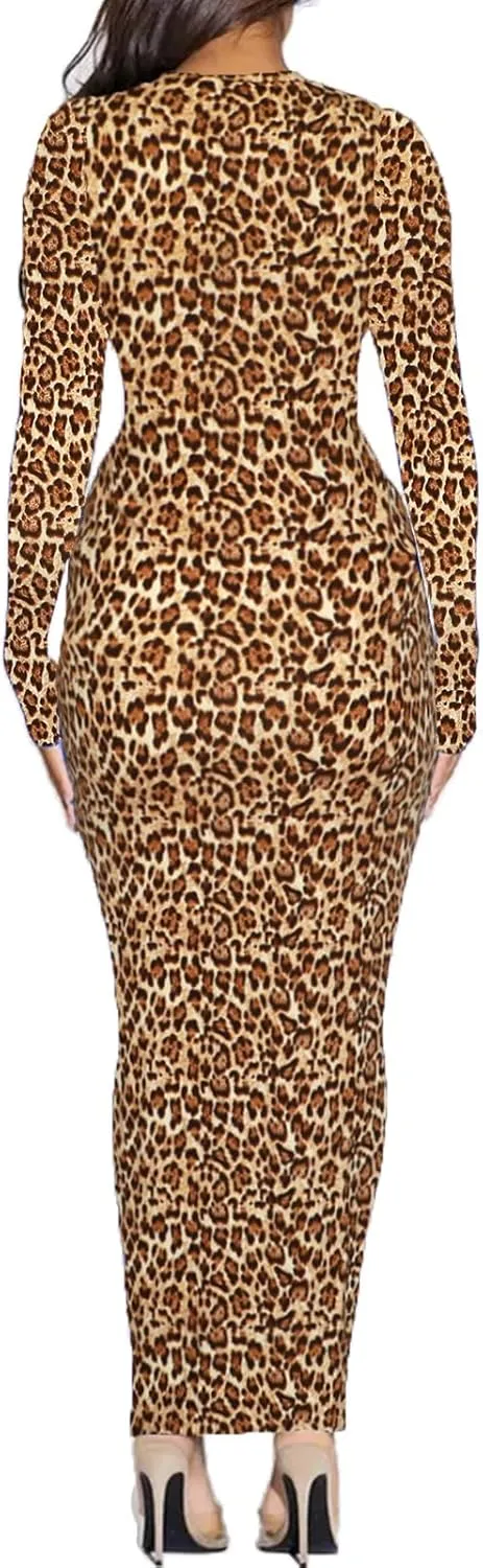 Women's Long Sleeve Bodycon Dress - Maxi Casual Fall Club Party Long Tight Pencil Dresses