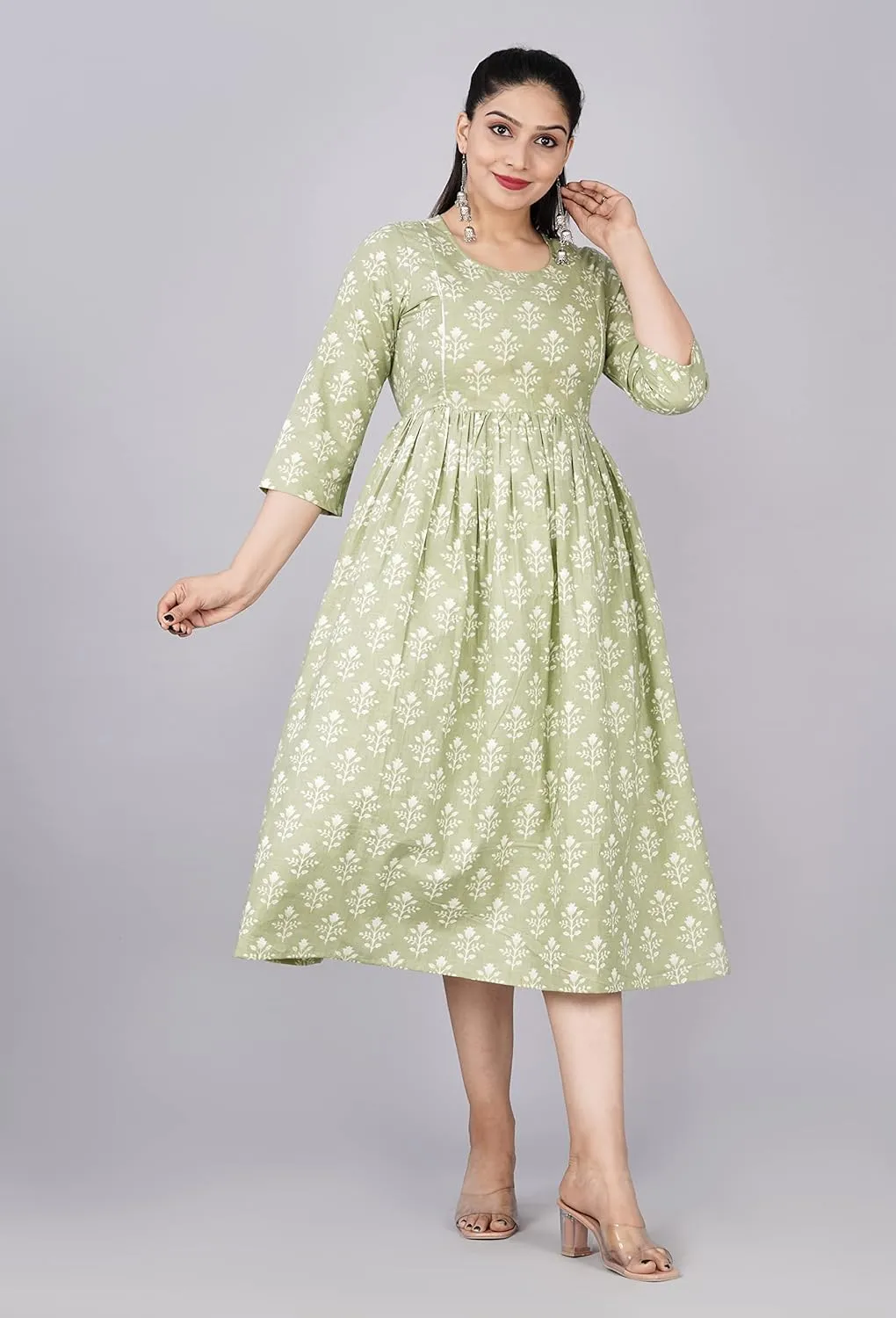 Women's Maternity Dress Kurti for Pregnancy Women with Breastfeeding Dress with Floral Maxi Maternity Dress
