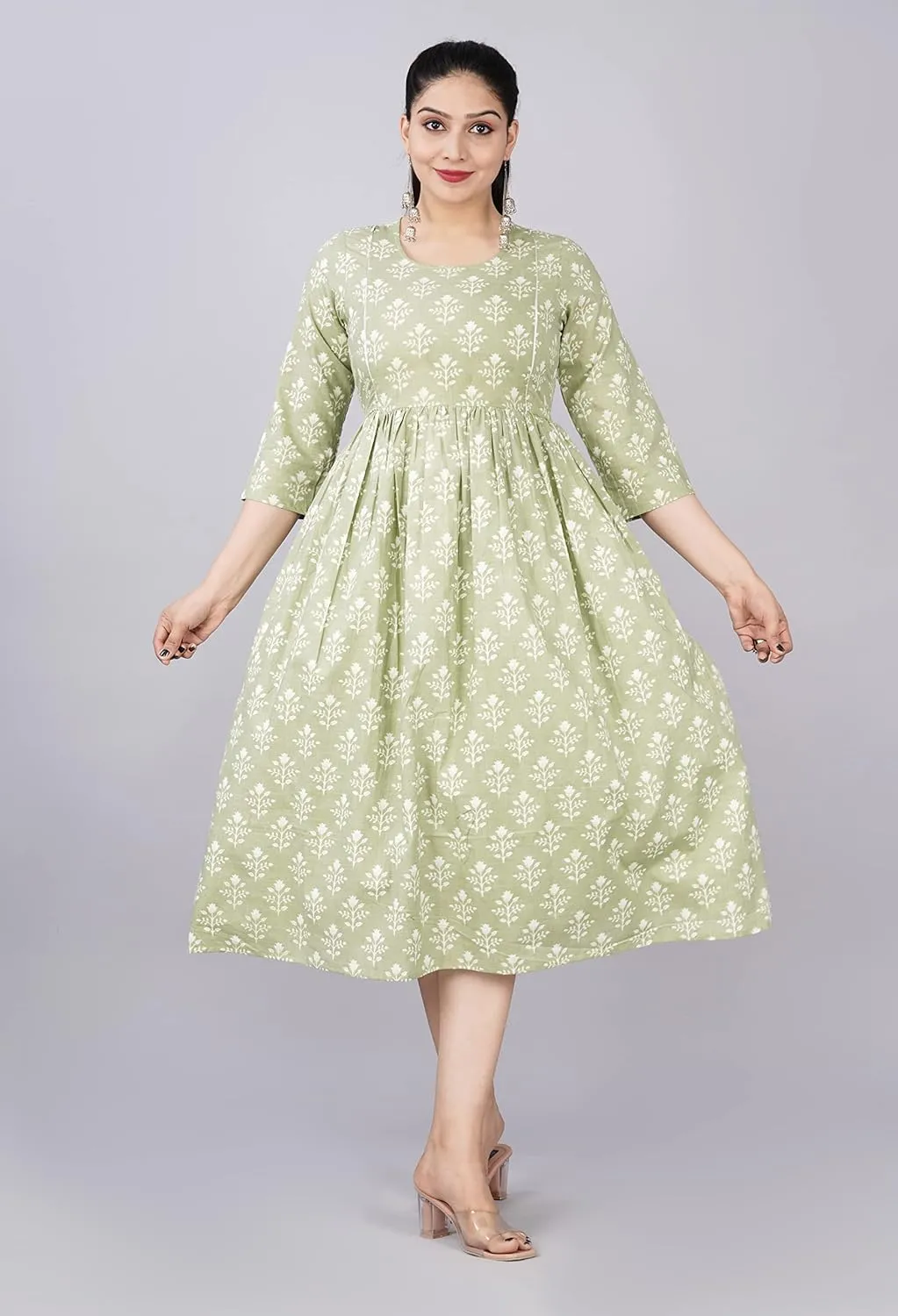 Women's Maternity Dress Kurti for Pregnancy Women with Breastfeeding Dress with Floral Maxi Maternity Dress