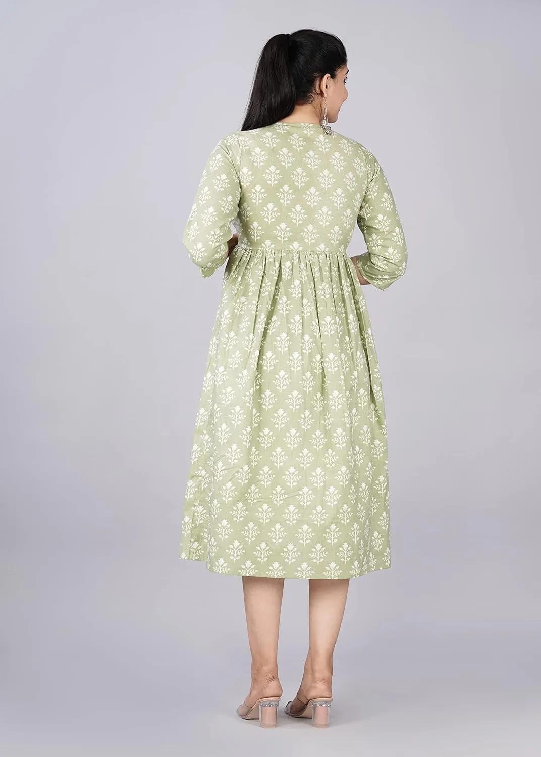 Women's Maternity Dress Kurti for Pregnancy Women with Breastfeeding Dress with Floral Maxi Maternity Dress