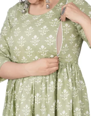 Women's Maternity Dress Kurti for Pregnancy Women with Breastfeeding Dress with Floral Maxi Maternity Dress