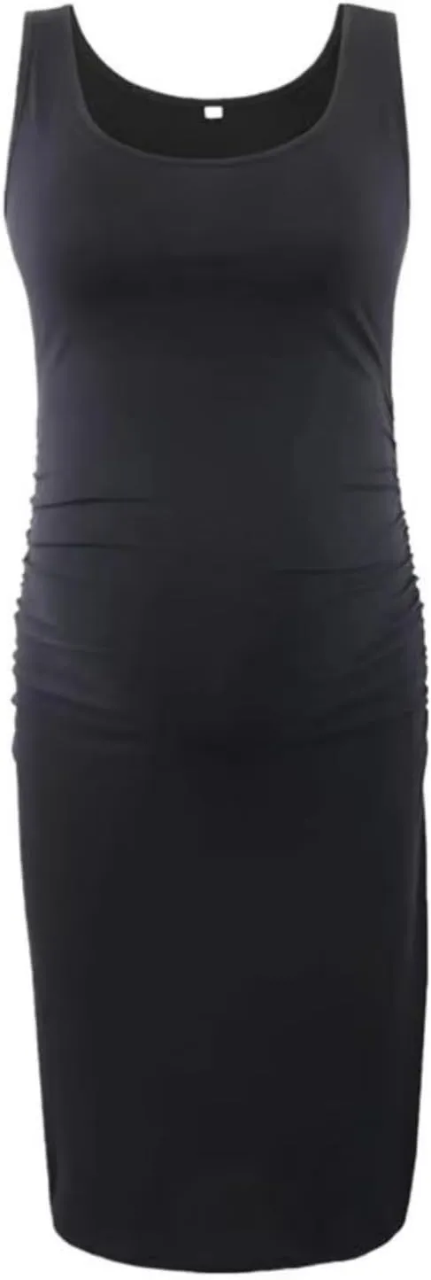 Womens Maternity Ribbed Tank Dress Sleeveless Slim Fit Dress Bodycon Prenancy Women Casual Dress