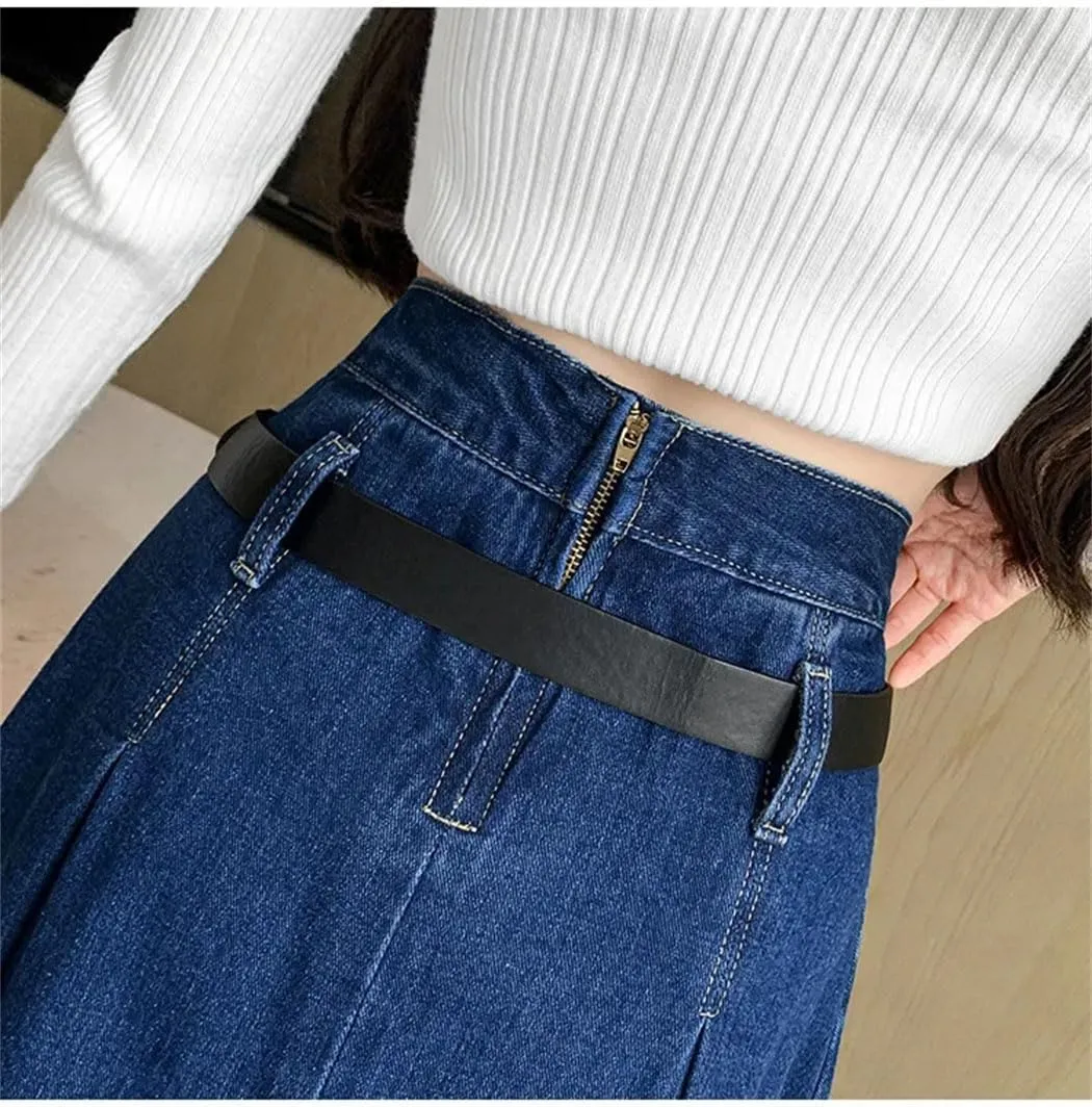 Women's Summer Denim Skirt High-Waisted Medium-Length Versatile Umbrella Skirt Casual Stretch Skirts