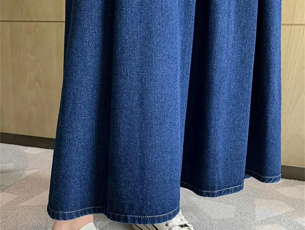 Women's Summer Denim Skirt High-Waisted Medium-Length Versatile Umbrella Skirt Casual Stretch Skirts