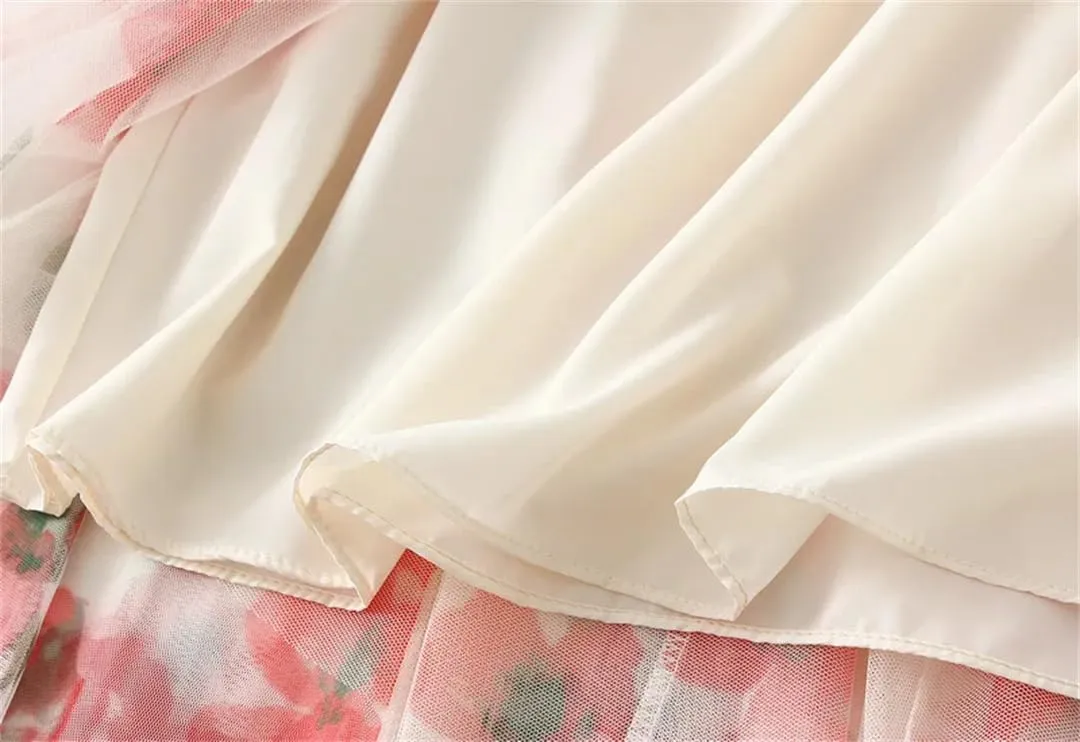 Women's Summer Medium Length Printed High Waist A-Line Umbrella Skirt