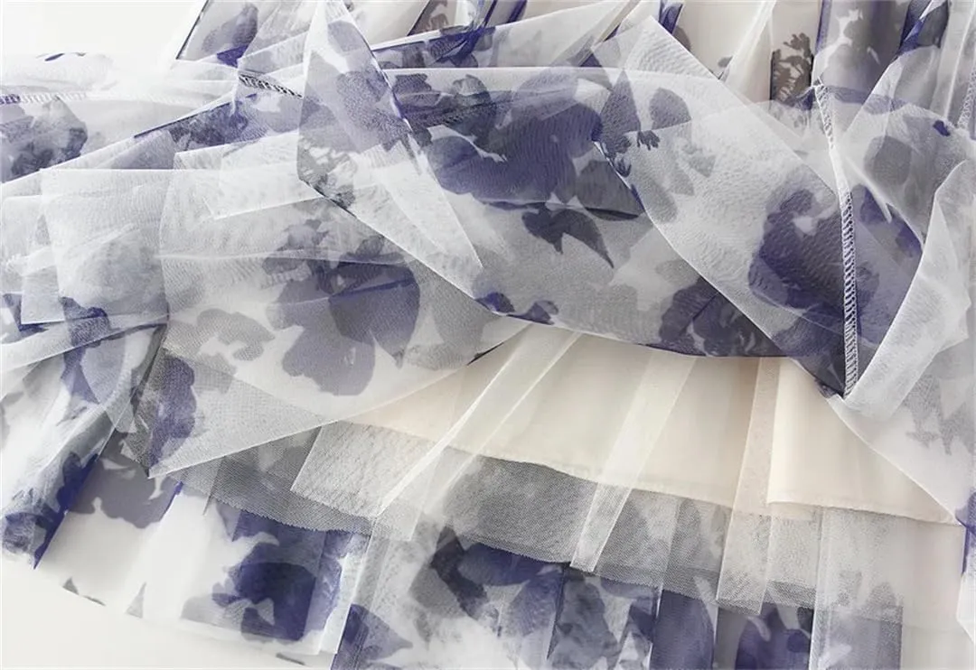 Women's Summer Medium Length Printed High Waist A-Line Umbrella Skirt