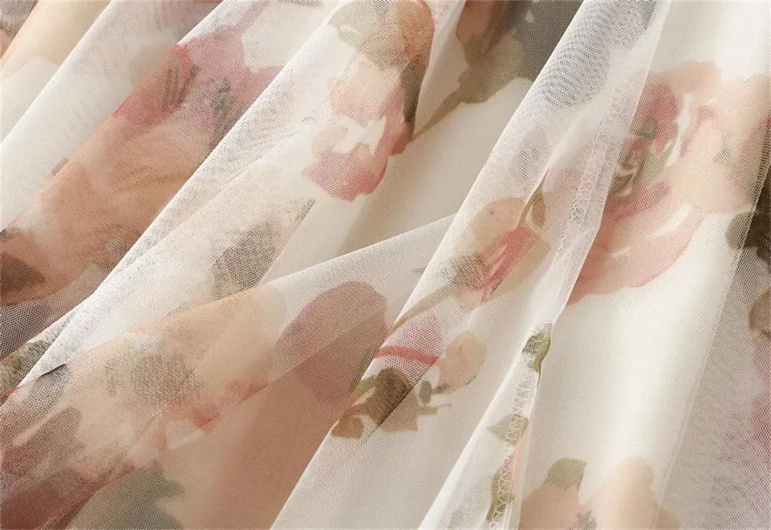 Women's Summer Medium Length Printed High Waist A-Line Umbrella Skirt