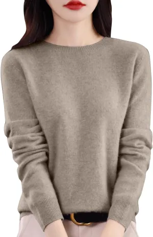 Women's Sweater Crewneck Cashmere Solid Color Long Sleeve Bottoming Shirt Pullover Tops Trendy Thermal Shirt Outfits