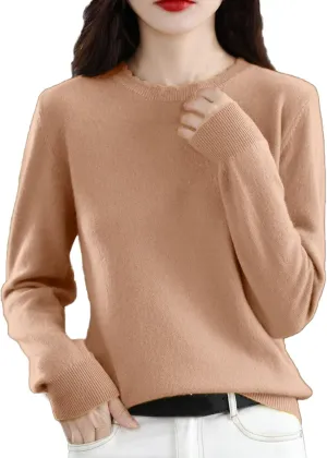 Women's Sweater Crewneck Cashmere Solid Color Long Sleeve Bottoming Shirt Pullover Tops Trendy Thermal Shirt Outfits