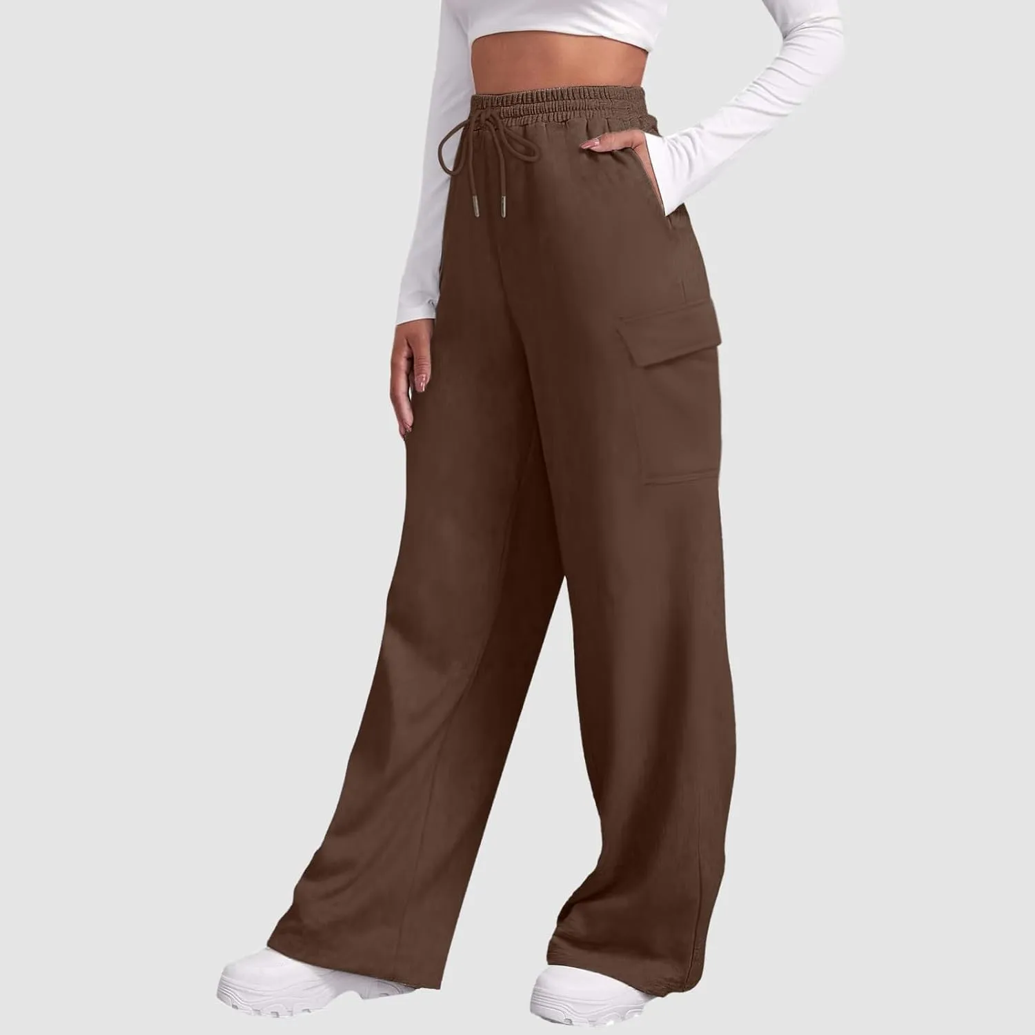 Womens Sweatpants Loose Casual Drawstring Sweat Pants Elastic Band Straight Leg Athletic Pants with Pockets