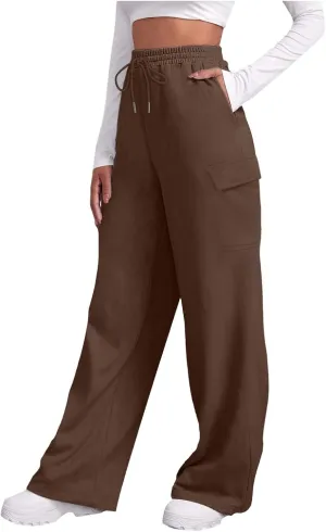Womens Sweatpants Loose Casual Drawstring Sweat Pants Elastic Band Straight Leg Athletic Pants with Pockets