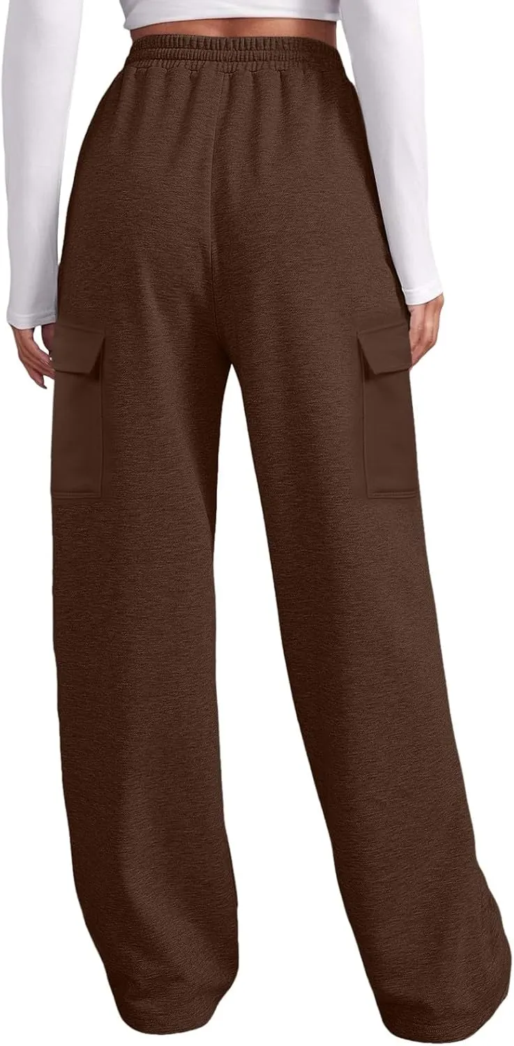 Womens Sweatpants Loose Casual Drawstring Sweat Pants Elastic Band Straight Leg Athletic Pants with Pockets