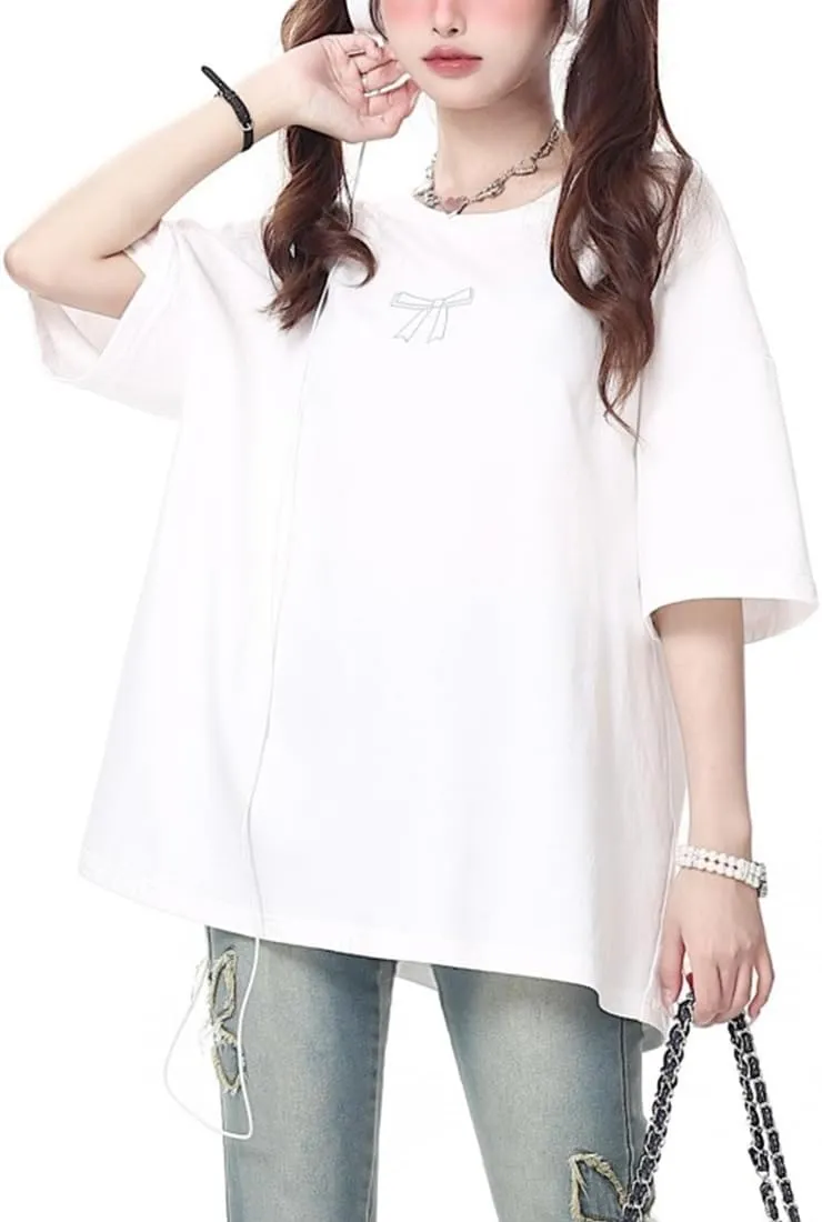 Womens T-Shirt Back Lace Up Tops Colorful Short Sleeve T-Shirt Summer Wear Personalized Tee