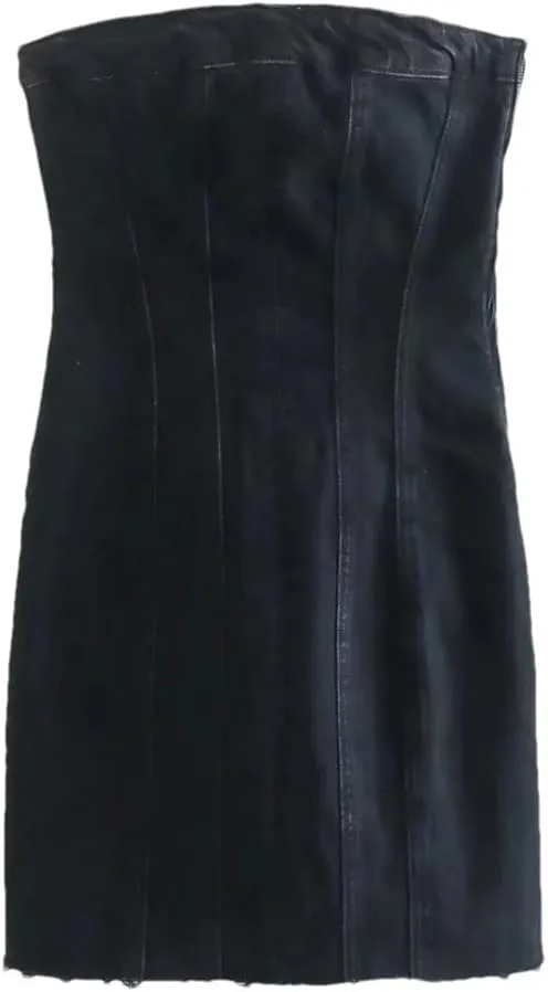 Women's Tube Top Denim Dress Chic Tight Package Hip Mini Skirt