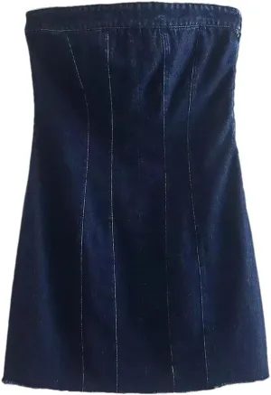 Women's Tube Top Denim Dress Chic Tight Package Hip Mini Skirt