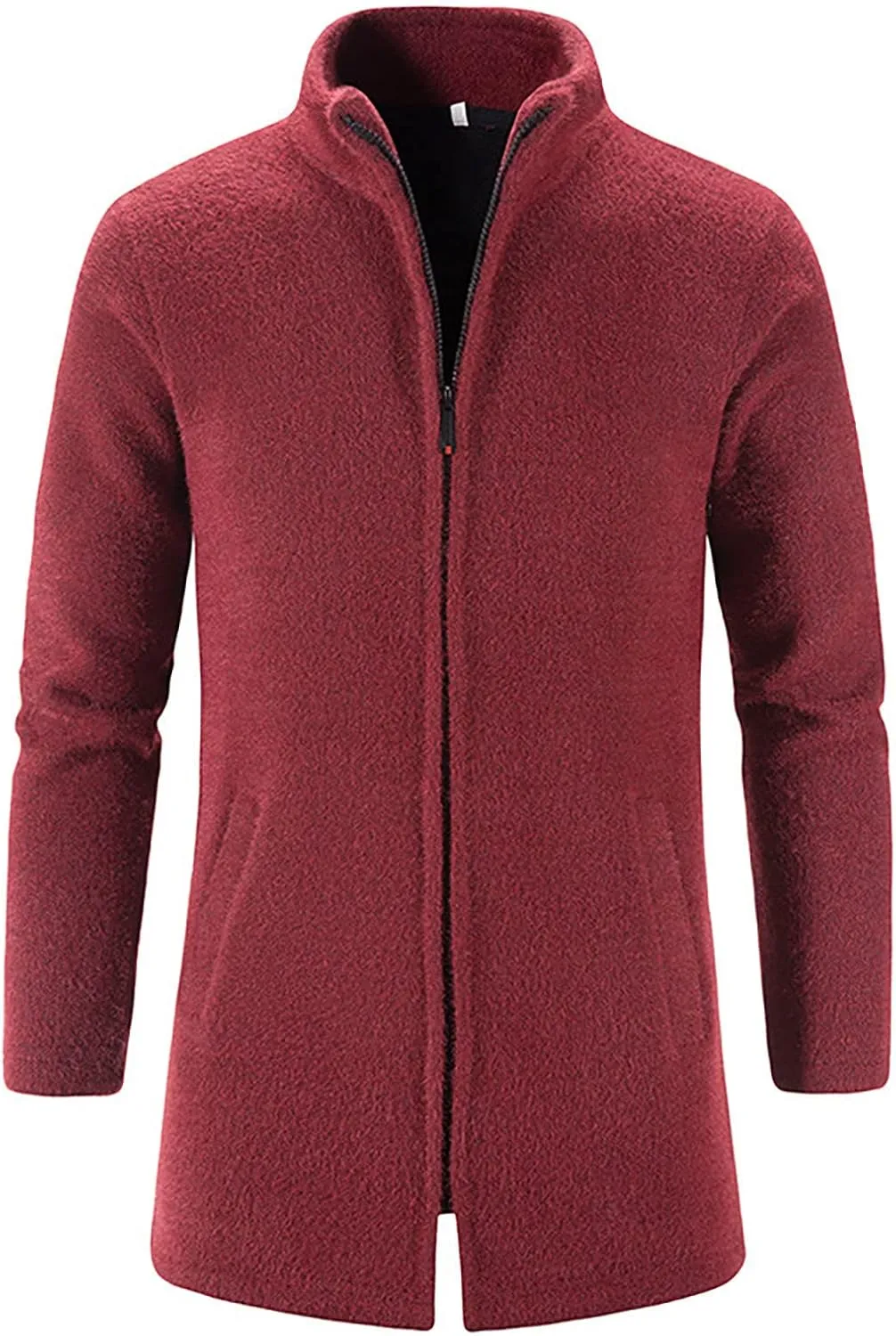 Ymosrh Mens Coats and Jackets Winter Casual Medium Length Stand Collar Zipper Mink Velvet Windbreaker Jacket Coat