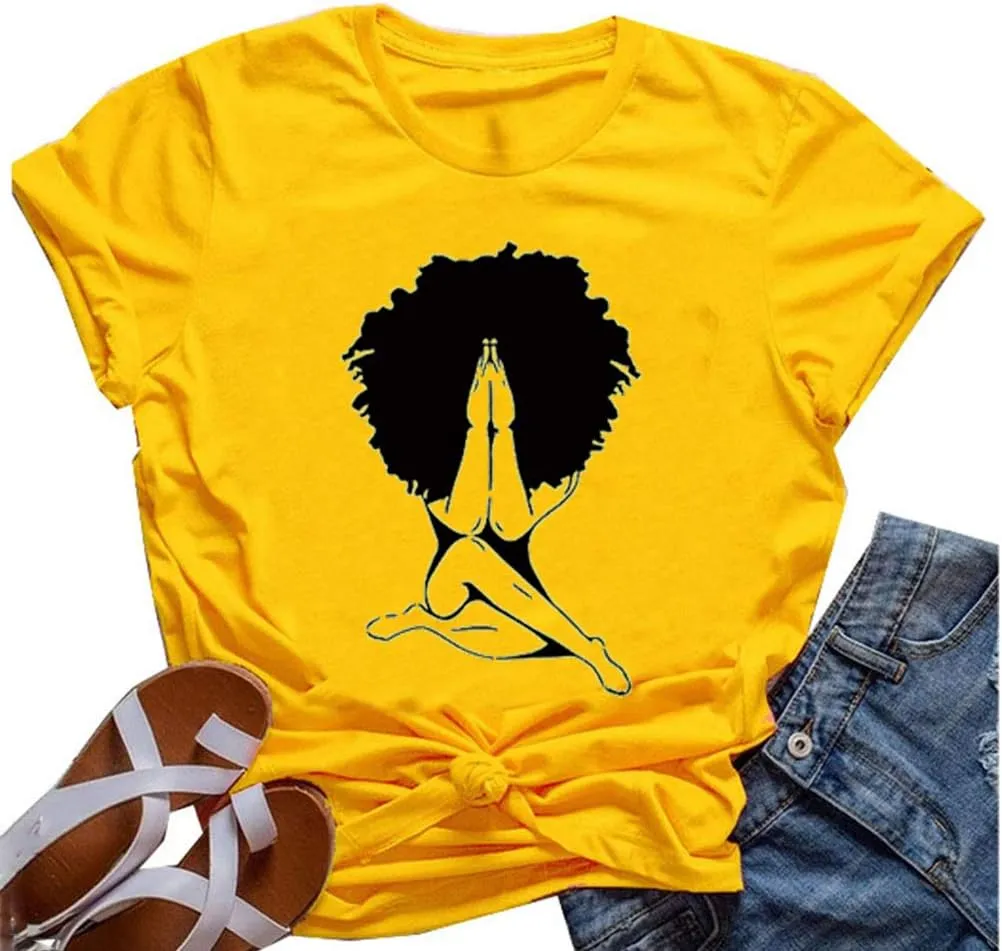 YourTops Women Melanin Graphic T-Shirt Afro Woman T-Shirt