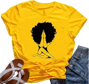 YourTops Women Melanin Graphic T-Shirt Afro Woman T-Shirt