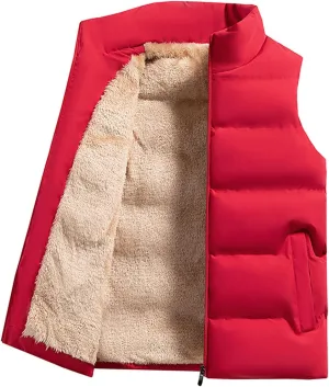 Zeiyignr Men's Vests Outerwear Fleece Lined Puffer Vest Warm Winter Vest Casual Stand Collar Padded Down Vest Jacket Coat